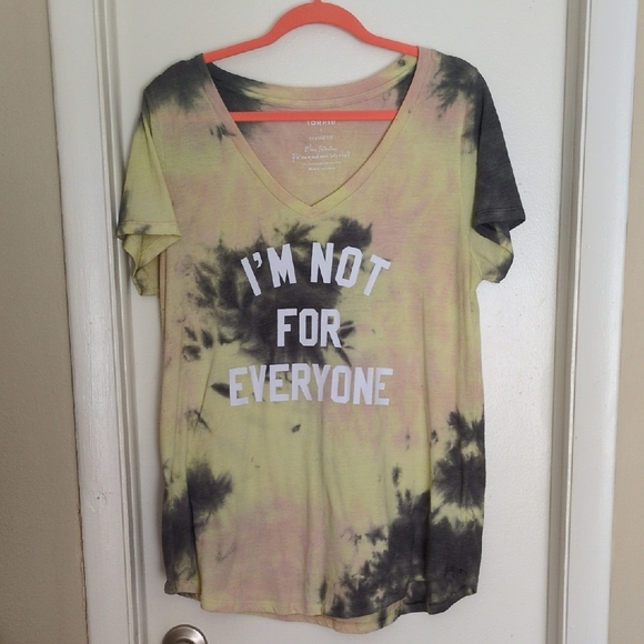 torrid Tops - Torrid Tie-Dye V-Neck Tee I'M NOT FOR EVERYONE graphic - Yellow and Black